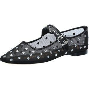 Sam Edelman Womens Black Glitz Leather  Michaela Mary Jane Ballet Flat Shoes